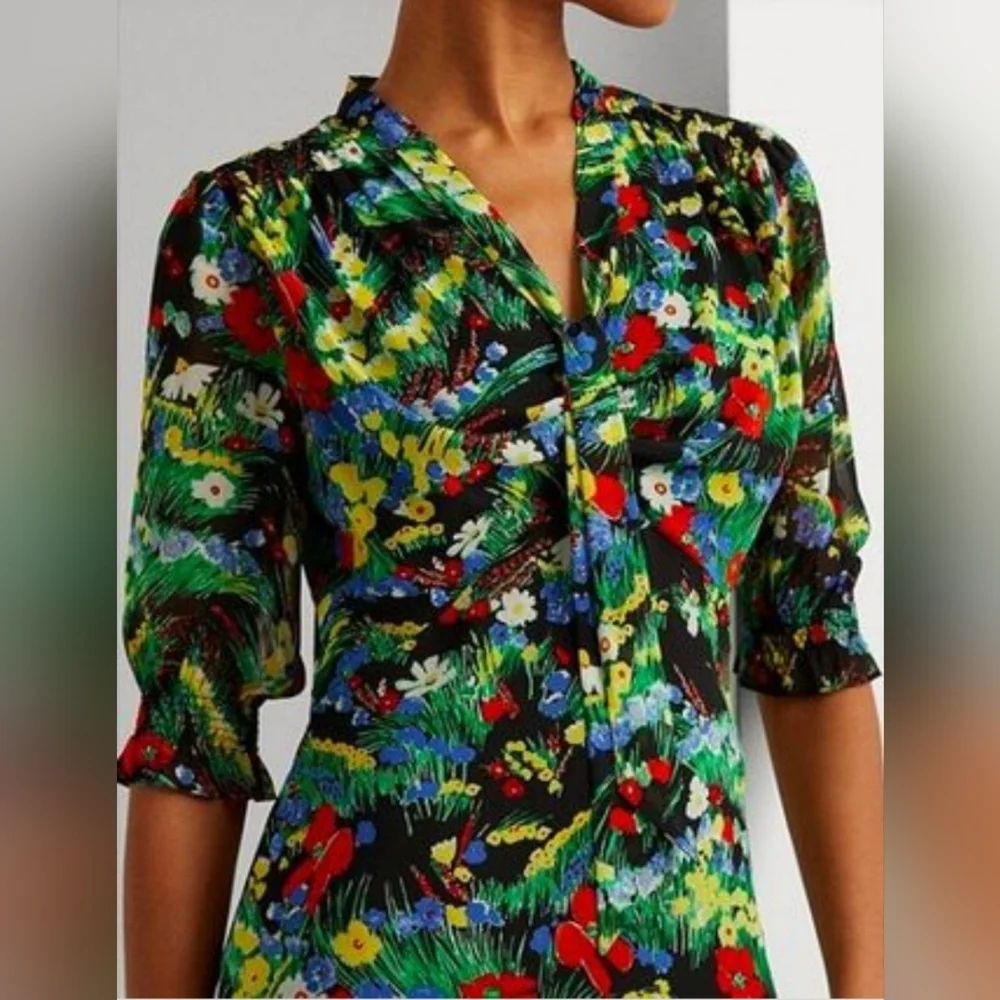 Lauren Ralph Lauren Sz 16 Black Label Floral Tiered Maxi Dress New $165 - Picture 5 of 8